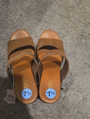Brown Suede Slide Sandals